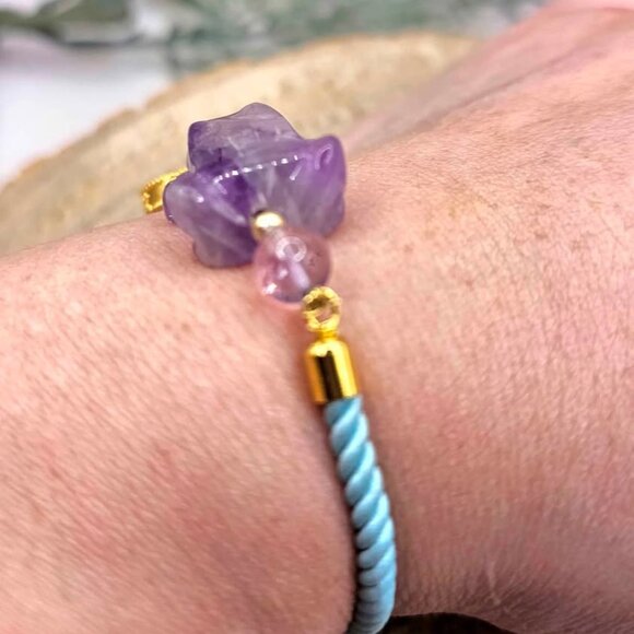 Nature Amethyst Frog Mixed Crystal Beads Bracelet - Picture 8 of 10